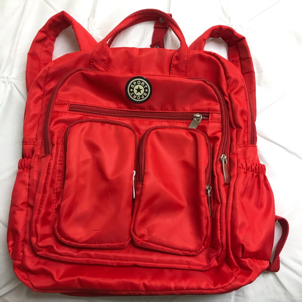 Red waterproof backpack